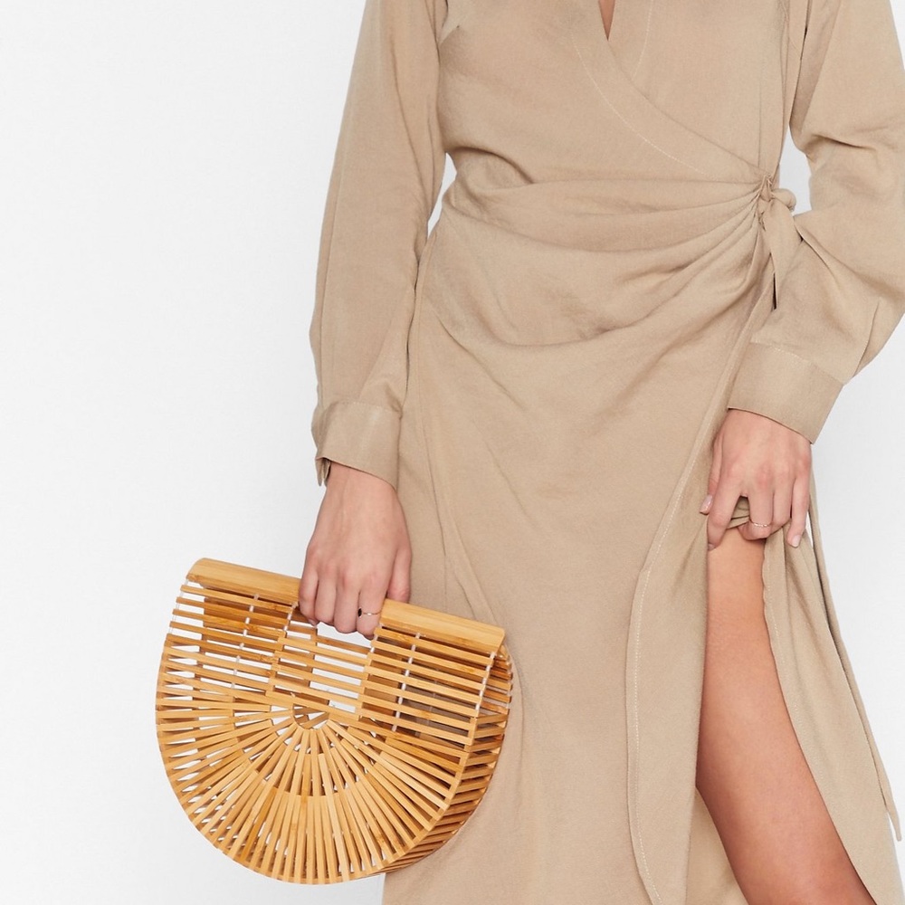 Small Wooden Bamboo Ark Bag Clutch